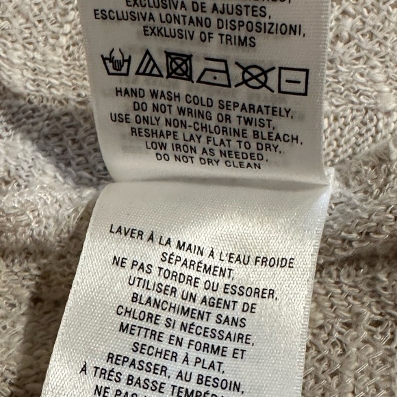 Anthropologie Tan Beige Sweater Knit Sleeve & Back Flowy Tee Shirt Women’s Small - Picture 11 of 11